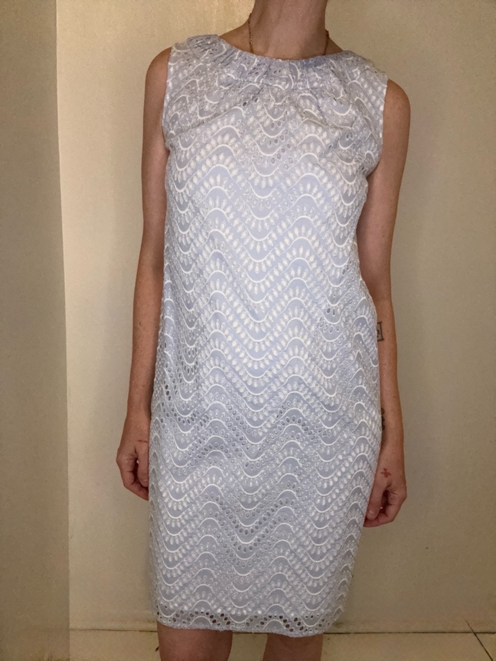 Brooks Brothers Baby Blue Eyelet Shift Dress Sz 4